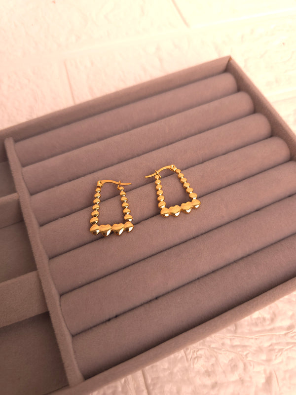 Gold Finish Heart Beads Hoops