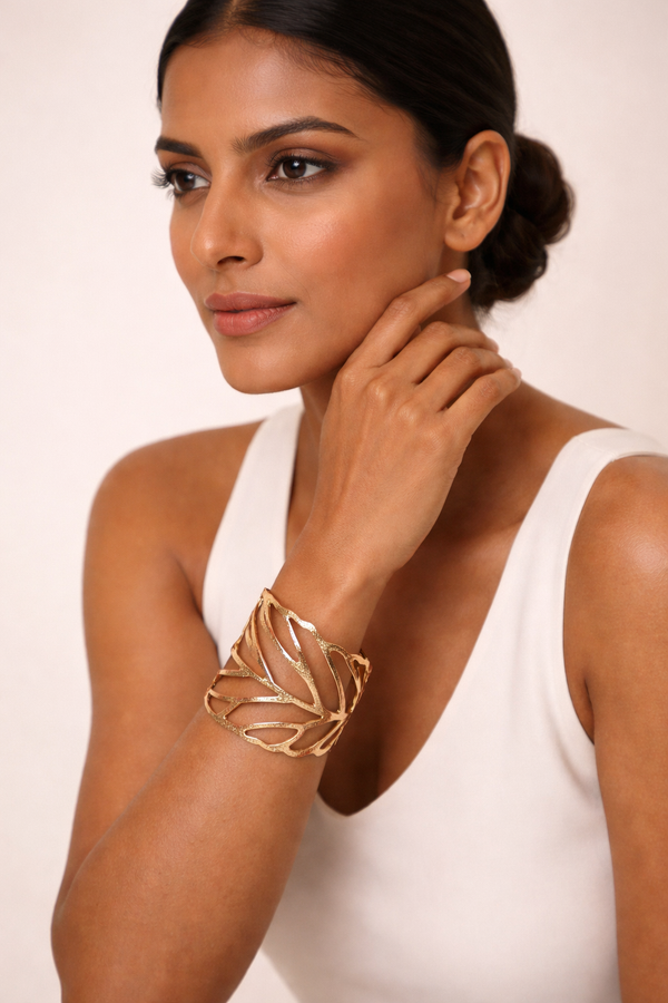 Floral Leaf Art Open Work Cuff