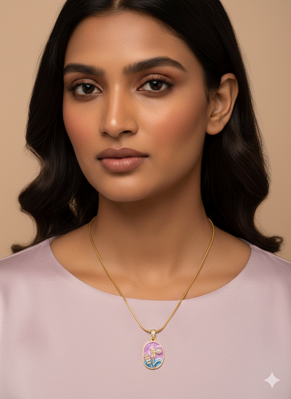 Meadow Pearl Enamel Pendant Chain