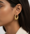 Gold Finish Textured Oval Hoops