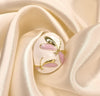 Pink Opal Wings Enamel Ring