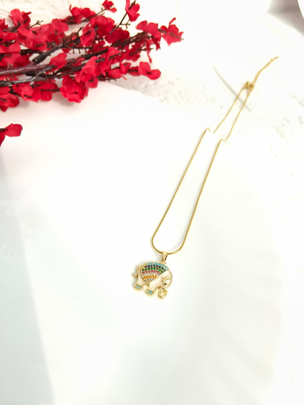 Cute Elephant Pendant Chain Necklace