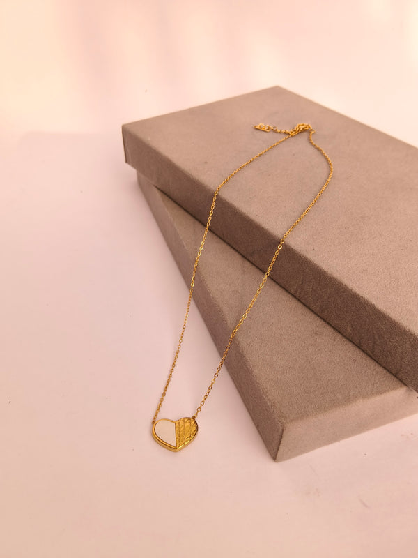 Dual Texture Heart Pendant Chain