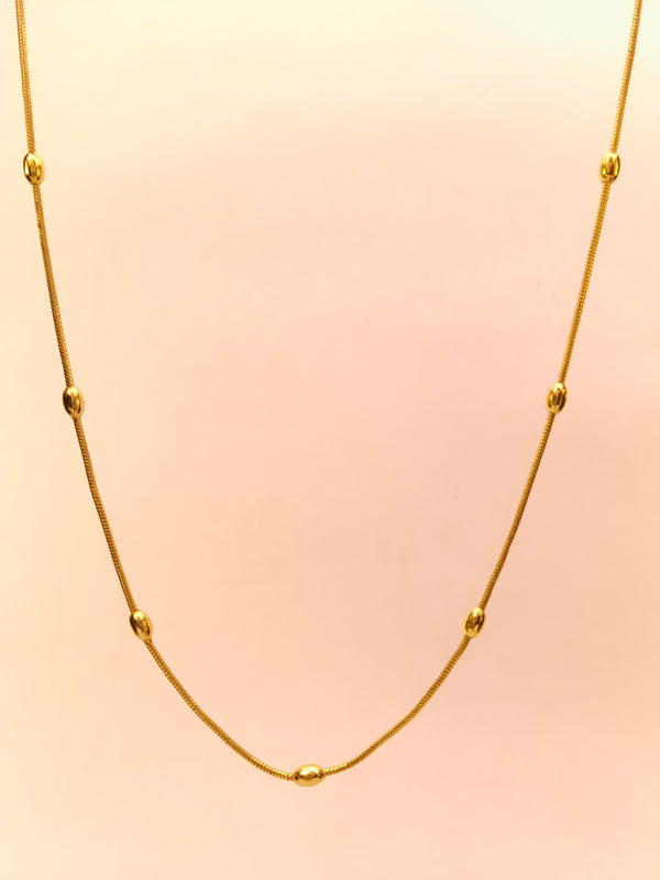 Golden Minimal Bead Chain Necklace