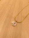 Floral Pearl Enamel Pendant Chain