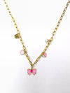 Blush Bow & Flower Charm Chain