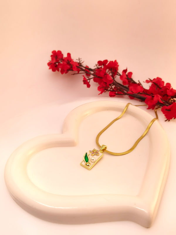 Vintage Floral Enamel Pendant Chain