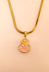 Mosaic Enamel Pearl Pendant Chain
