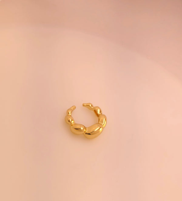 Golden Molten Curve Ring