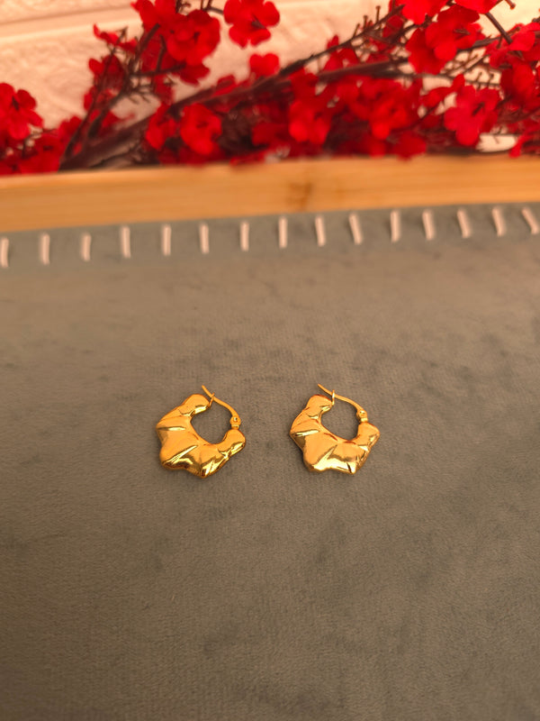 Gold Plated Irregular Crinkle Hoops