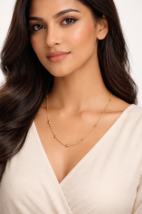 Golden Minimal Bead Chain Necklace