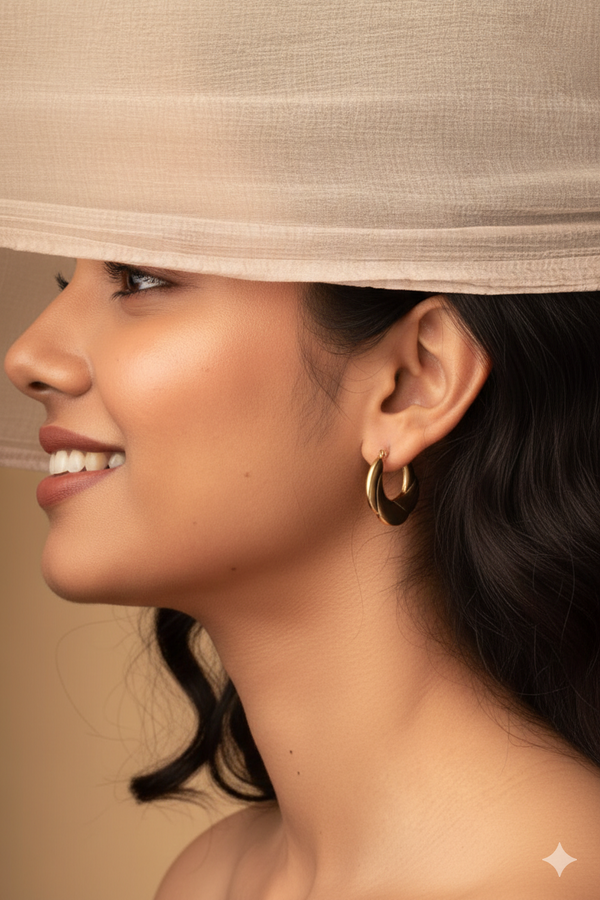 Bold Curve Gold Hoops