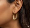 Gold Finish Heart Beads Hoops