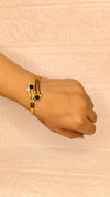 Modern stone open gold bangle bracelet