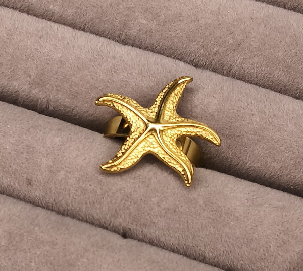 Golden Starfish Anti-Tarnish Ring