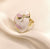 Pink Opal Wings Enamel Ring