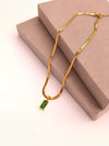 Green Crystal Rectangle Pendant Chain