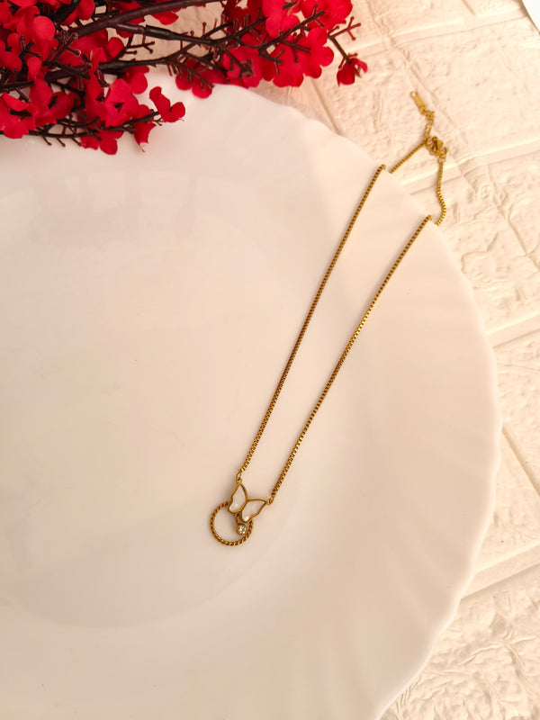 White Enamel Butterfly Chain