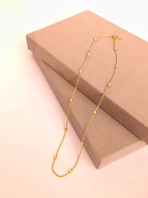 Golden Minimal Bead Chain Necklace