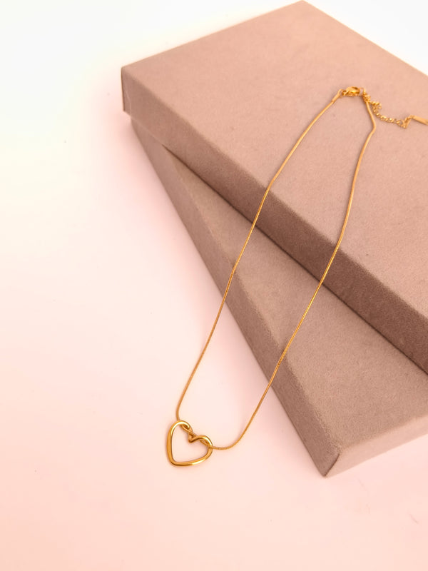Golden Open Heart Pendant Chain