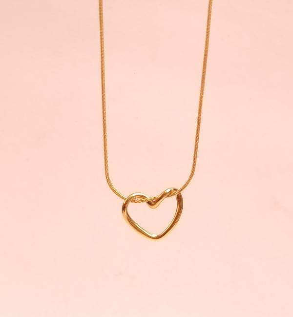 Golden Open Heart Pendant Chain