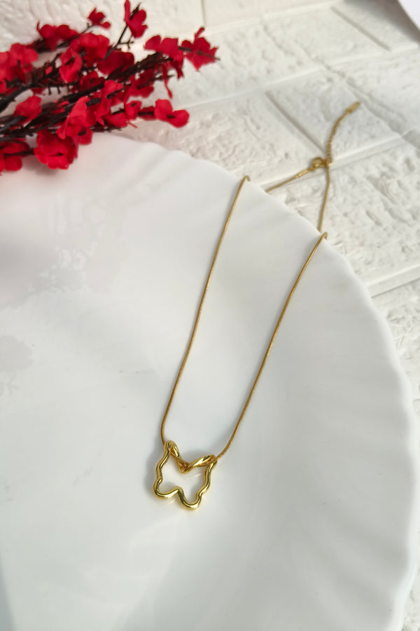 Golden Open Butterfly Pendant Chain