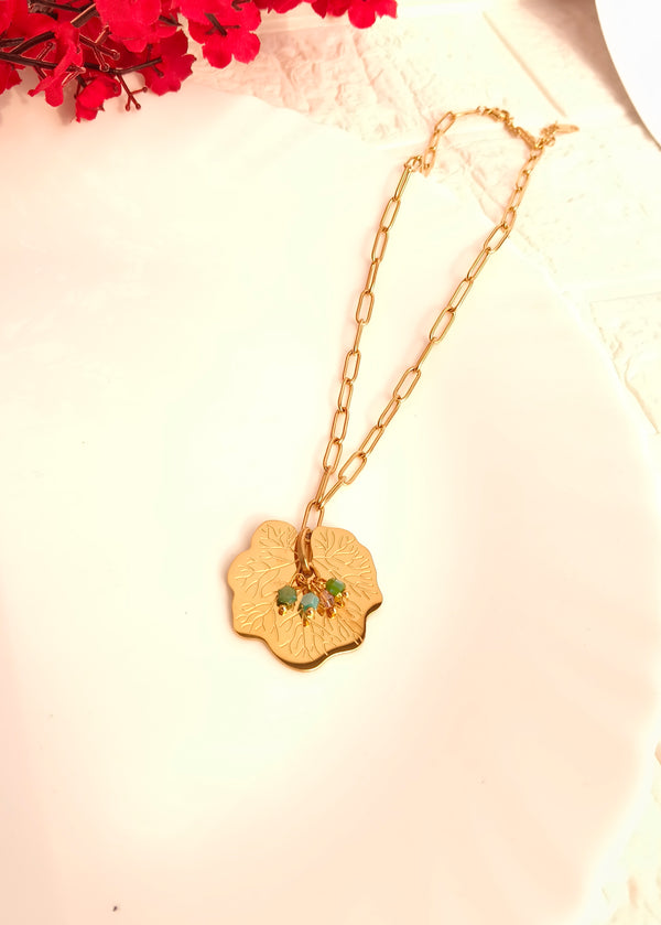Golden Leaf Blossom Pendant Chain