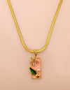 Vintage Floral Enamel Pendant Chain
