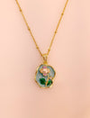 Blush Garden Pearl Enamel Pendant Chain