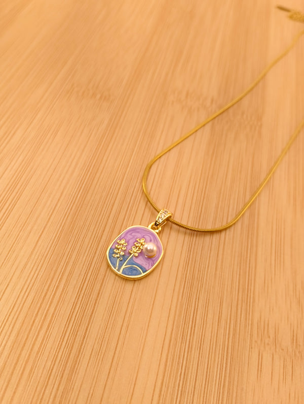 Meadow Pearl Enamel Pendant Chain