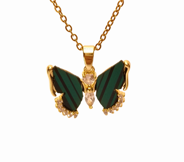Emerald Butterfly Pendant Chain